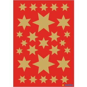 Stickers stars gold foil 3 sheets