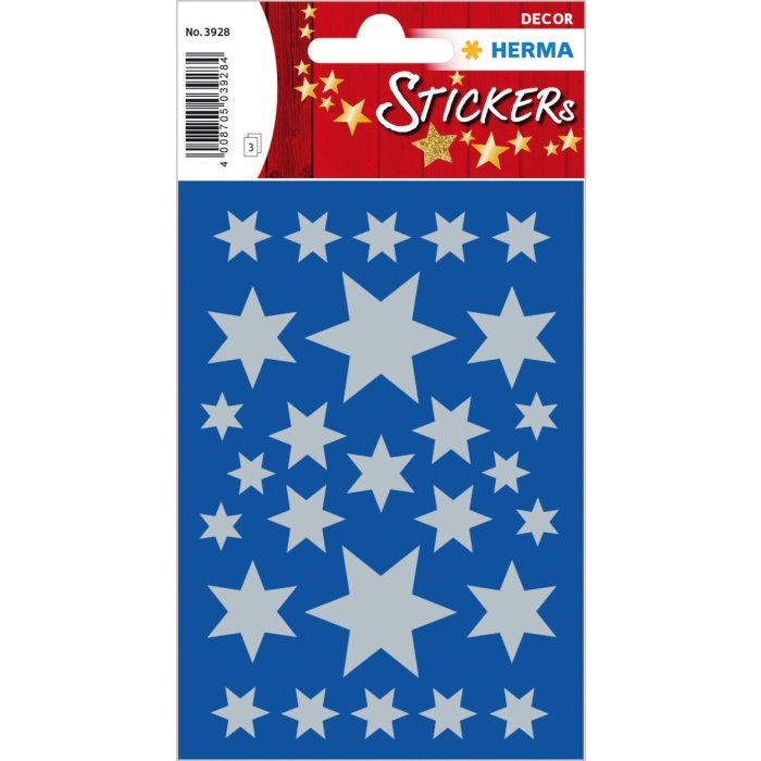 HERMA DECOR stickers stars silver foil 3 sheets