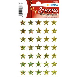 MAGIC stickers Christmas stars prismatic film gold 1 Bl