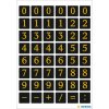 Numbers 13x13mm 0-9 film black gold embossed  2 sheets