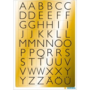 HERMA Letters 13x12mm A-Z gold foil black 4 sheets