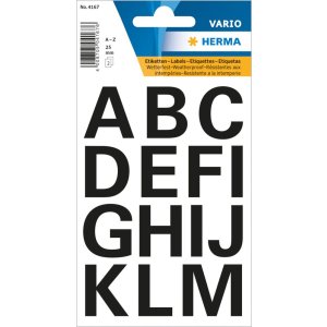 Letters 25mm A-Z weatherproof film black 2 sheets