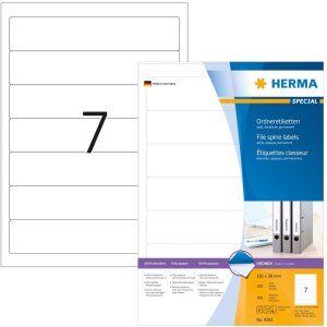 File spine labels white 192x38 A4 700 pcs.