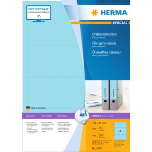 File spine labels blue 192x61 A4 400 pcs.