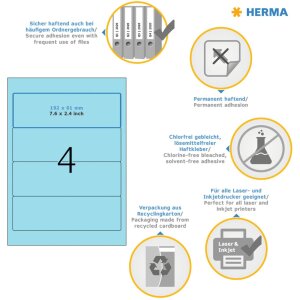 File spine labels blue 192x61 A4 400 pcs.