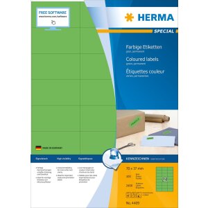 Labels green 70x37 A4 2400 pcs.