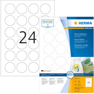 Labels white Movables-removable Ø 40 A4 2400 pcs.