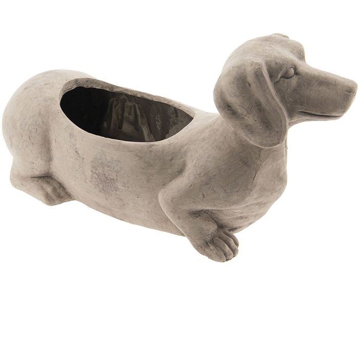 Flowerpot dog 30x12x16 cm White - 6TE0201