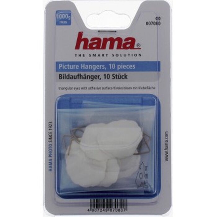 Hama picture hanger, triangular eyes with adhesive surface, 10 pieces