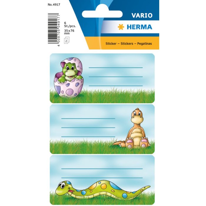 Book labels 76x35 mm dinosaur 3 sheets