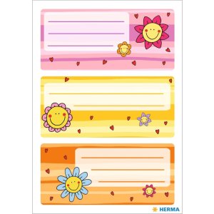 Book labels  76x35 mm flower faces 3 sheets