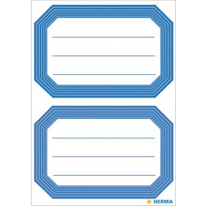 Book labels 82x55mm blue frame lined 6 sh.