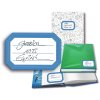 Book labels 82x55mm blue frame lined 6 sh.