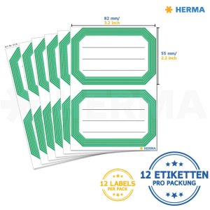 Book labels 82x55mm green frame lined 6 sh.