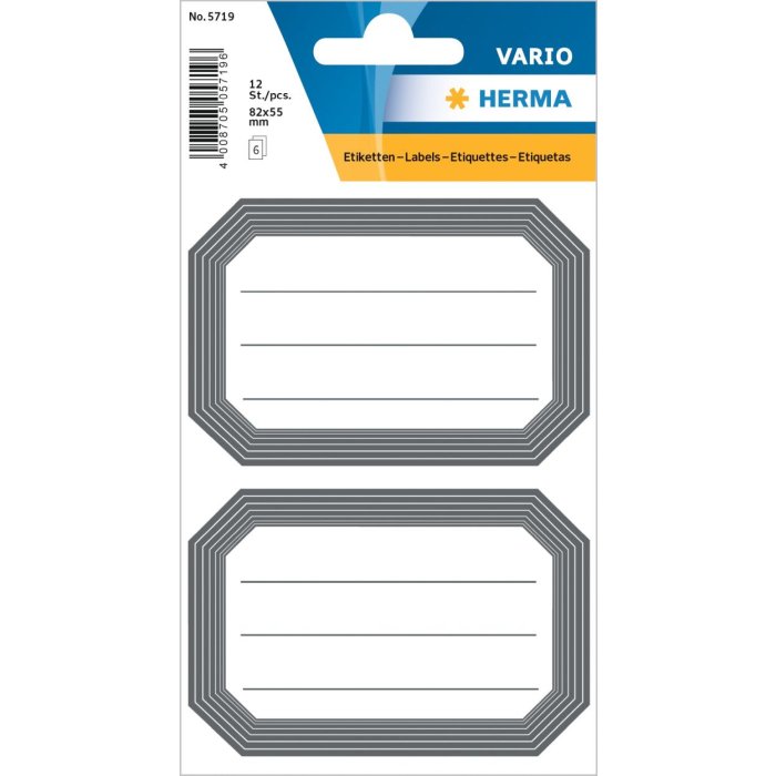 Book labels 82x55mm grey frame lined 6 sh.