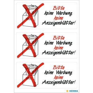 Information labels Keine Werbung Anzeigenbl.  1 sh.