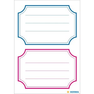 Book labels 78x53mm blue /red frame lined 6 sh.