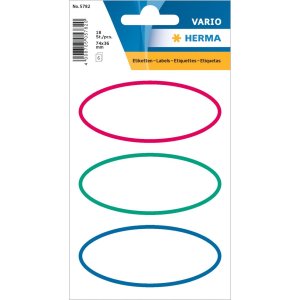 Book labels oval red/green/blue 6 sh.