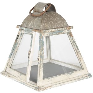 Lantern 6Y2954 Distressed white 33x33x37 cm