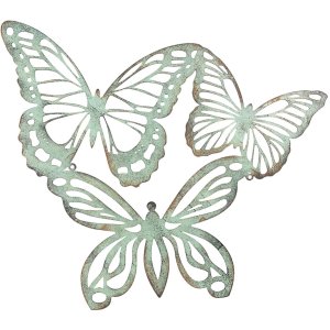 Wall decoration butterflies 6Y3184 distressed green 53x45 cm