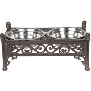 Animal food bowl 6Y3198 black - brown 28x15x13 cm