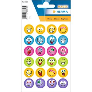 HERMA Decorative label MAGIC faces, glittery 1 sheet