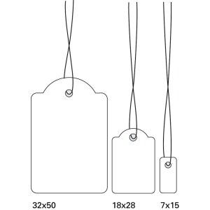 Strung marking tags 15x24mm with red string 1000 pcs.