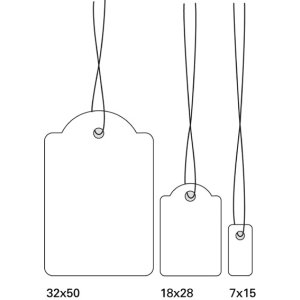 Hang tags 32x50mm with thread white 1000 pcs.