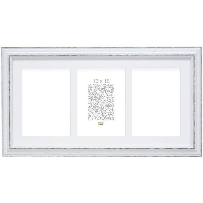 S221H3 Photo frame white with mount for 3 pictures 13x18 cm