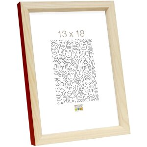 S233H4 Frame in natural wood with red side 13x18 cm