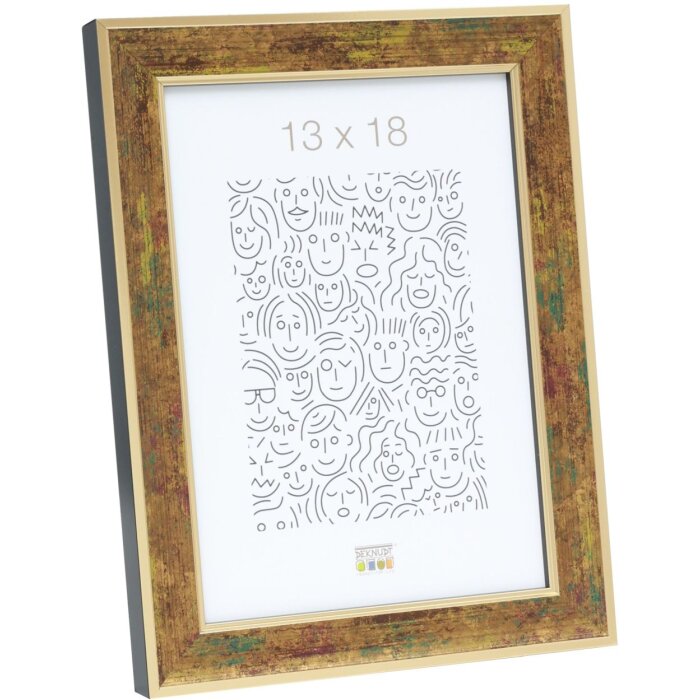 S40JB2 A gold coloured wooden photo frame with a touch of green and dark red 13x18 cm