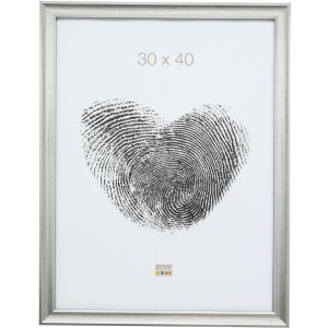 S40JE2 A silver coloured wooden photo frame with a touch...