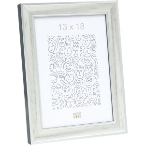 S40JE2 A silver coloured wooden photo frame with a touch...