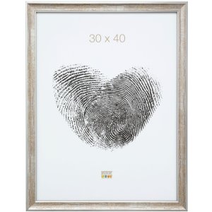 S40JE9 A silver coloured wooden photo frame with a dark brown cracked finish 15x20 cm