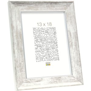 S46EE1 Wooden frame in white with a silver coloured bevel 15x20 cm