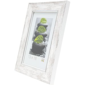 S46EE1 Wooden frame in white with a silver coloured bevel 15x20 cm