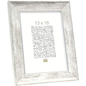 S46EE1 Wooden frame in white with a silver coloured bevel...