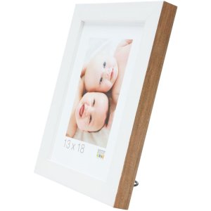 S46JH1 Wooden photo frame in white with a wood coloured side 10x15 cm