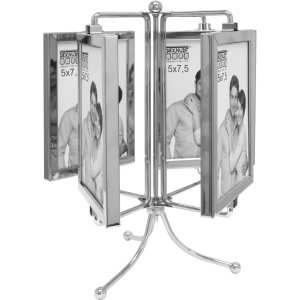 S65YE1 Photo carousel in silver metal 9x13 cm