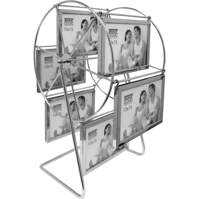 S65YG1 Photo carousel in silver metal 10x15 cm