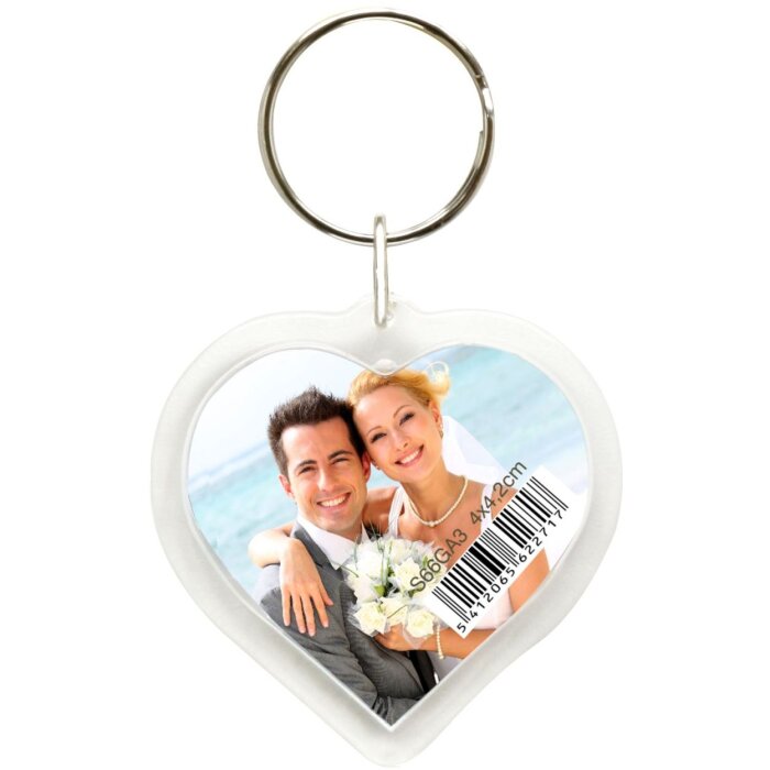 S66GA3 Heart shaped photo key ring in resin 4x4,2 cm