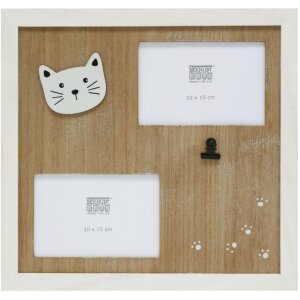 S67TS3 Multi picture frame in white with wooden mount for...