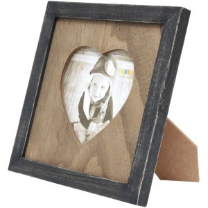 S67TW2 Frame in white with a wooden mount and heart...