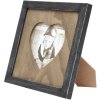 S67TW2 Frame in white with a wooden mount and heart shaped cut 10x10 cm