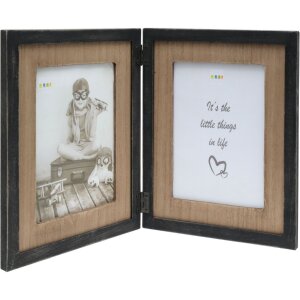 S67TW2 Double frame in black with a wooden mount for 2...