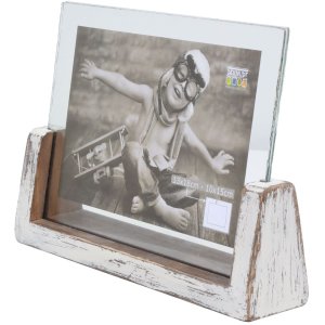 S67TZ1 White painted photo holder for 1 horizontal photo 15x20 cm