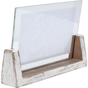 S67TZ1 White painted photo holder for 1 horizontal photo 15x20 cm