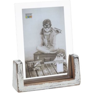 S67TZ1 White painted photo holder for 1 vertical photo...