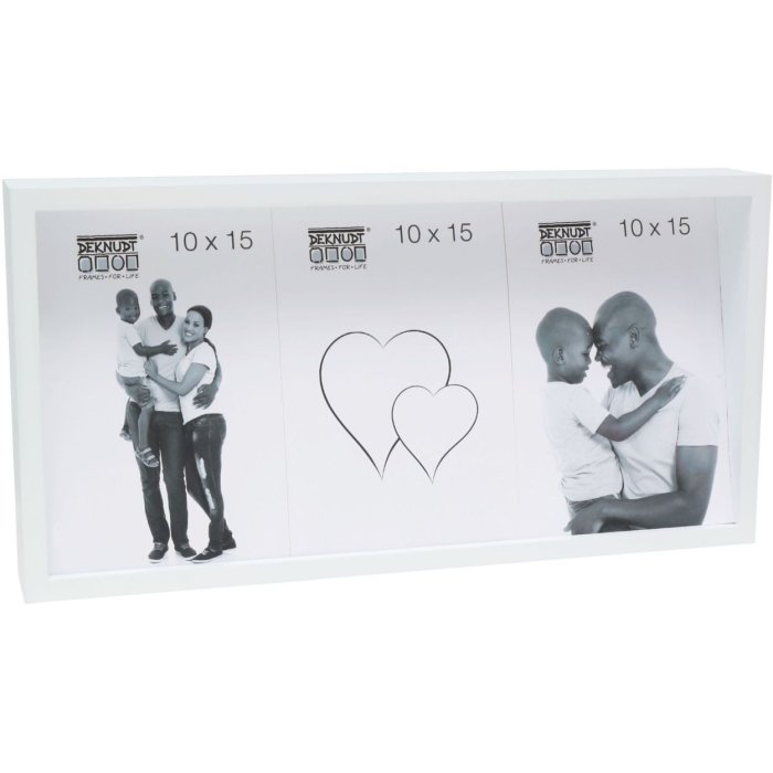 S68QK1 White cubic frame with a sloping back for 3 photos 10x15 cm