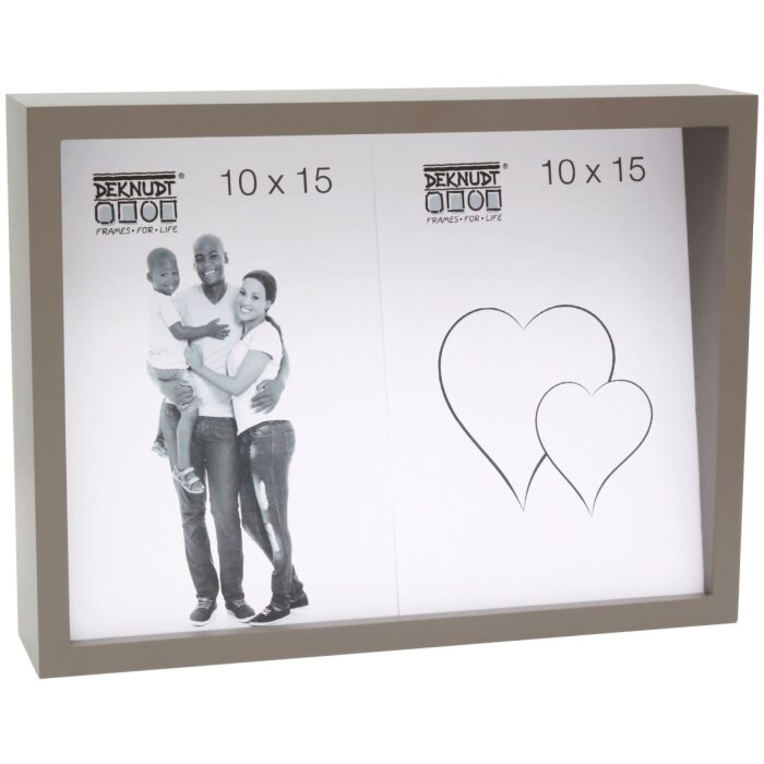 S68QK9 Taupe cubic frame with a sloping back for 2 photos 10x15 cm